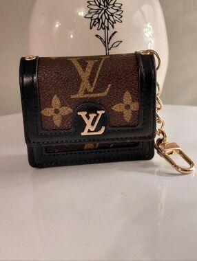 Louis Vuitton Monogram Mini Bag Charm Key Pouch - Brown/Black with Gold Hardware